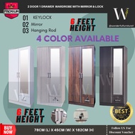 WONDERFUL Furniture 2 Door 1 Drawer Keylock Wardrobe Clothes Cupboard 2 Pintu 1 Laci Kunci Almari Ba