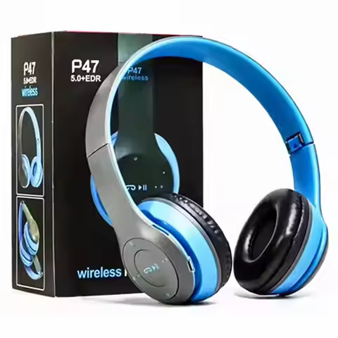 P47 Bluetooth Wireless Headphones Over-Ear Design Plastic Construction with LED Lights Surround Soun