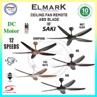 Elmark Saki Ceiling Fan 56 inch Remote Control (DC Motor) 5 Blade 12 Speed Ceiling Fan Kipas Elmark