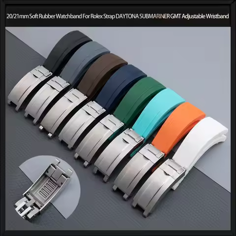 20/21mm Soft Rubber Watchband For Rolex Strap DAYTONA SUBMARINER GMT YachtMaster OYSTERFLEX Glideloc