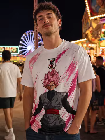 Maillot Du Japon Black Goku Rosé Dragon Ball Super Japanese anime football jersey Summer Sports Men'