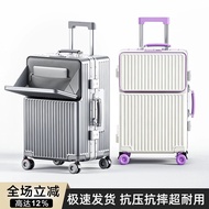 进口前开口铝框行李箱女20寸旅行箱登机箱大容量28拉杆箱学生