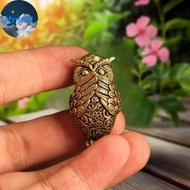 MyriadU 1Pcs Bookshelf Decoration Vintage Brass Owl Statue Ear Covering Animal Sculpture Desktop Hom