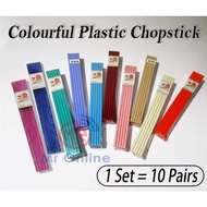 【1 Set= 10 Pairs】G-ware Plastic Chopstick/Colourful Plastic Chopstick Chopstick/Chopstick Plastik/Pe