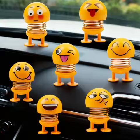 Smiley Smiling Emotion Bobblehead Car Decoration, Cute Funny Swinging Car Dashboard Ornament Decorat