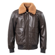 Genuine Leather Jacket Men Flight Jackets 100 Soft Thin Sheepskin Natural Fur Collar Aviator Clothing For Autumn 0~ -10 ℃ M176