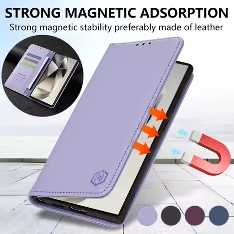 Wallet Skin friendly Magnetic Slot Flip Leather Case For Samsung Galaxy S25 Ultra S24 FE S23 S22 S21