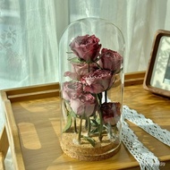 Cash-Immortal Flower Romantic Cork Glass Cover Ornaments Figure diy Handmade Dried Anti-Dust ins Pre