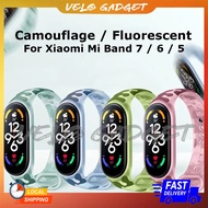 Camouflage / Fluorescent Silicone Strap For Xiaomi Mi Band 7 / 6 / 5 Strap Only Tali Jam Silikon Xia