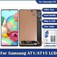 AMOLED สำหรับ Samsung สำหรับ Galaxy A71 A715F A715 A715FD LCD พร้อมชุดประกอบกระจกเซ็นเซอร์ดิจิไทเซอร์หน้าจอสัมผัสจัดส่งฟรี