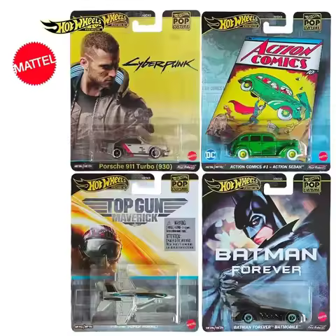 Original Hot Wheels Premium Car Pop Culture Boys Toys 1/64 Porsche 911 Turbo Action Comics Batman Fo