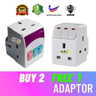 3 Way Adapter Switch / 3Way adaptor / 3way sirim adaptor usb Extension Plug Adapter Adaptor socket 3