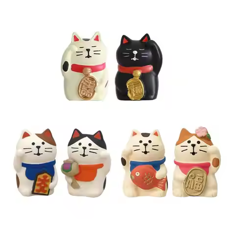 Japanese Zakka Cat Statue Cat Miniature Figurines Resin Craft Toys Ornament Car Home Decoration Phot