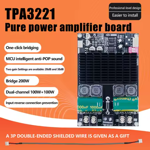 ZK-2001 TPA3221 100Wx2 Bluetooth Amplifier Board Bluetooth 5.3 Audio Amplifier DC 10-30V 200W AMP Br