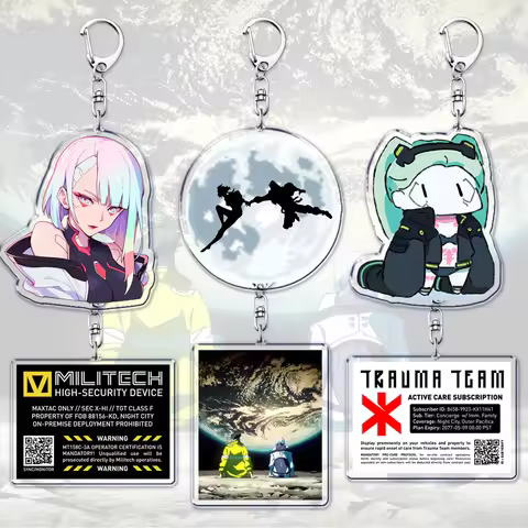 Cyberpunk Anime Keychains for Women Accessories Bag Edgerunners Rebecca Lucy Gloria Faraday Keyrings
