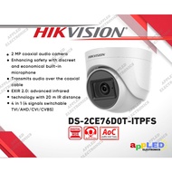 Hikvision DS-2CE76D0T-ITPFS 2MP 1080P Audio Turret Analog Infrared CCTV Camera with Built-in-Mic