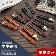 Applicable❐□Strap leather men s and women s cowhide bracelet watch belt accessories substitute Tissot butterfly buckle C