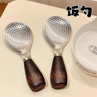 304 Stainless Steel Rice Spoon Vertical Wooden Handle Rice Shovel Household Kitchen Spoon Rice Cooke