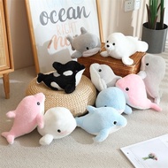 Invoice+Free Shipping Sea Animal Toys Plush Toys Whale Killer Whale Dolphin Seal Pink Blue White Gif