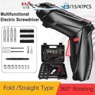 CHAMPIONO 3/15/47PCS 3.6v Electric Screwdriver Kit, Screw Removal Power Tools Set Rechargeable Cordl