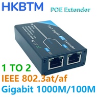 HKBTM Gigabit 2 Port POE Extender, IEEE 802.3af/at PoE+ Standard, 10/100/1000Mbps, POE Repeater 100 