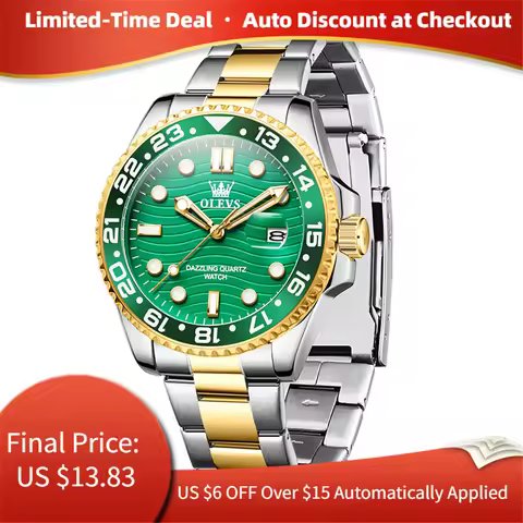 OLEVS 3610 Men’s Quartz Watch Stainless Steel Bracelet Luminous Hands Date Display 30M Water Resista