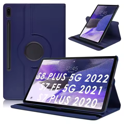 Tablet Leather Case for Samsung Galaxy Tab S8 Ultra S7 Plus FE 360 Degree Rotating Flip Stand Cover 