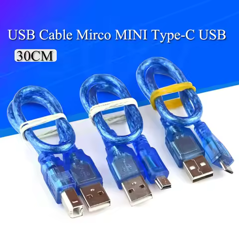 30cm USB Cable UNOR3 R3 / Mega 2560 R3/ ADK USB-A to USB-B for Arduino MINI TYPE-C MICRO Printer Cab