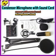 BM800 Professional USB Recording Studio Condenser Microphone Mic with V8 Sound Card for Karaoke Gami