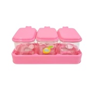 3-BOX KITCHEN SPICE BOX + SPOON/ SPICE BOX / SPICE RACK GOLDEN SUNKIST KITCHEN SPICE SALT BOX TGM 14