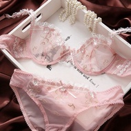 91% positive reviews French D cup large size underwear bra set thin big breasts look small without s