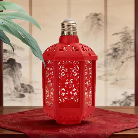 LED New Year Lantern E27 Bulb Socket Automatic Chinese Fuzi Light Bulb Red 7-Colorful Colorful Lamp 