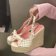 Peep Toe Wedge Sandals - French-Inspired Design | Women's Summer Shoe
