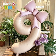 Premium 32" Caramel Number Balloon 21" Pink Bow Set For All Occasions Party Home Venue Decoration