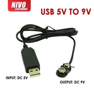 5V to 9V 9 Volt Battery Eliminator USB Power Supply Cable (can for Smart Tag) Replace 9V Battery