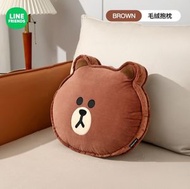 LINE FRIENDS - 多功能毛絨被 抱枕|Brown(平行進口)