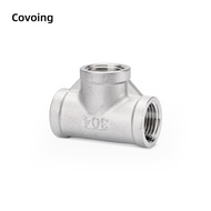 Covoing 304 Stainless Steel Female Thread Tee Joint Thick Cast Pipe Fitting DN6 DN8 DN10 DN15 DN20 D