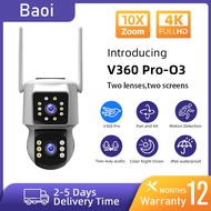 BAOI 8MP 4K dual lens wireless CCTV outdoor IP66 waterproof WiFi family CCTV camera