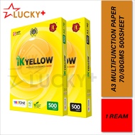 IK Yellow A3 Copier Paper 70/80gsm 500s (1 Ream)(500 sheets/ream) / A3 Paper / Kertas A3 / Copier Pa