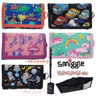 HITAM Smiggle Folding Strap Wallet For Girls and Boys/Children's Long Strap Smiggle Wallet/Smiggle Girl and Boy Wallet/Smiggle Folding Strap Wallet For Girls Boys/Children's Wallet Smiggle Car Motif/Smiggle Car Black Cars Wallet /Wallet