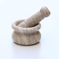 Stones And Homes Indian Brown Mortar and Pestle Set Small Bowl Marble Medicine Pills Stone Grinder for Kitchen and Home 3 Inch Polished Round Medicine Pills Stone Grinder - (7.5x4.8x3.2 cm)