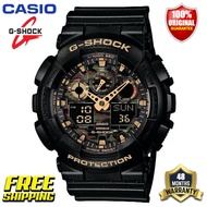 Original G-Shock GA100 Men Sport Watch Japan Quartz Movement Dual Time Display 200M Water Resistant Shockproof and Waterproof World Time LED Auto Light Sports Wrist Watches with 4 Years Warranty GA-100CF-1A9 (Free Shipping Ready Stock)
