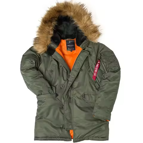 Winter Fur Hood Warm Tactical Bomber N3B Puffer Men Long Windproof Parkas Coat Military Male Clothes