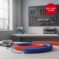 118.11/236.22/354.33/472.44/590.55 inch PU spring pneumatic hose, efficient airflow with quick conne