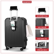 Vali Kéo Du Lịch 8812 Bamozo Bản Cao Cấp Màu Đen Size 14 20 24 Bảo Hành 5 Năm Nhựa ABS Chống Va Đập