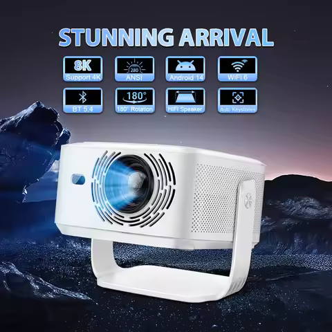 HY450 Max Smart Projector Native 1080P Support 8K Decoding Android 14 WiFi 6 Bluetooth 5.4 Portable 