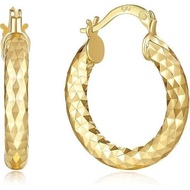 Golden Hoop Earrings 14K Gold Hoop Earrings Women's Pleated Texture Earrings Hypoallergenic Hoop Wom