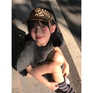 y2k y2k Hat Millennium Style Asian Culture Korean Street Hot Girl Leopard Print Empty Top Female Sum