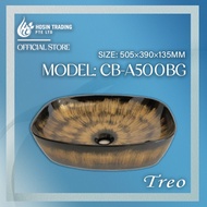 Treo Glass Bathroom Sink CB-A500BG – Counter Top Rectangular Basin (505×390×135mm)