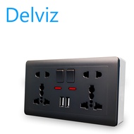 Delviz(UK/EU/US socket) wall power socket 13A with switch control USB socket intelligent quick char